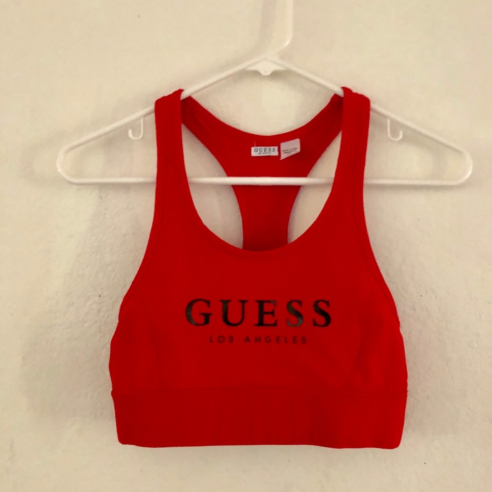 Red GUESS sports bra